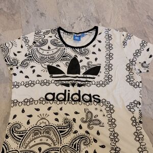 Adidas Black and White Graphic T-Shirt
